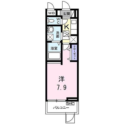 グリーンハイツ向日(1K/1階)の間取り写真
