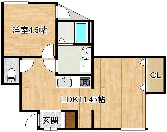 BELL HILLS(1LDK/1階)の間取り写真