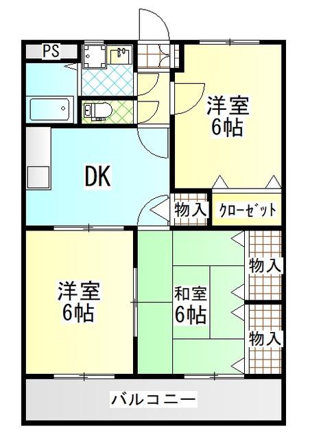 セントラルS(3DK/4階)の間取り写真