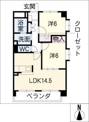 SHINING R(2LDK/1階)の間取り写真