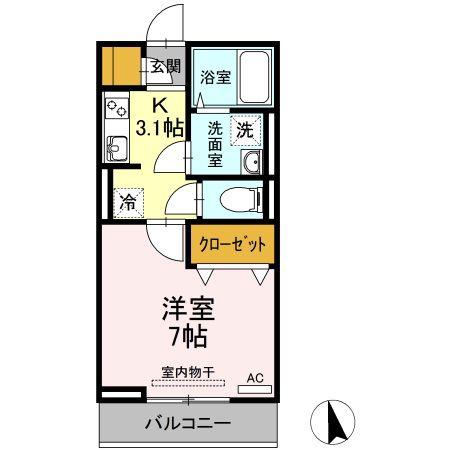 アシャンティ高砂(1K/2階)の間取り写真