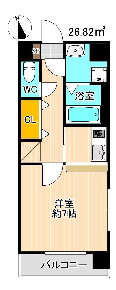 シャンベルジュKT(1DK/4階)の間取り写真