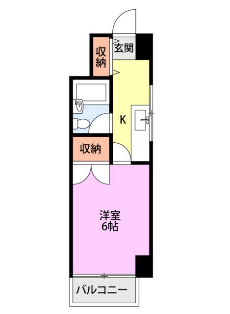 リバティープラザ東堀II(1K/6階)の間取り写真