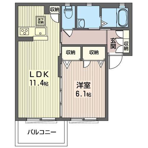 ガーデンハイツ(1LDK/1階)の間取り写真