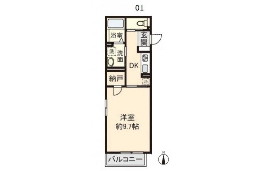 スクワール行永東(1K/1階)の間取り写真