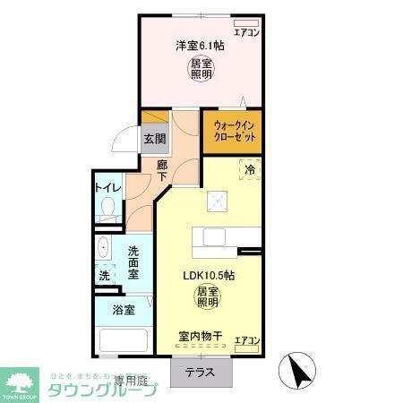 ヴェルデコリーナ 弐番館(1LDK/1階)の間取り写真