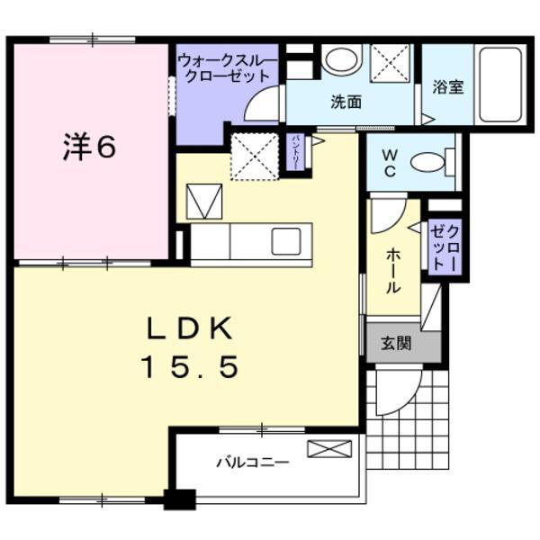リバーサイド中薮(1LDK/1階)の間取り写真