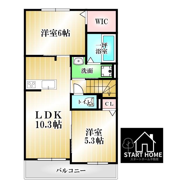 ディスティーノ(2LDK/2階)の間取り写真