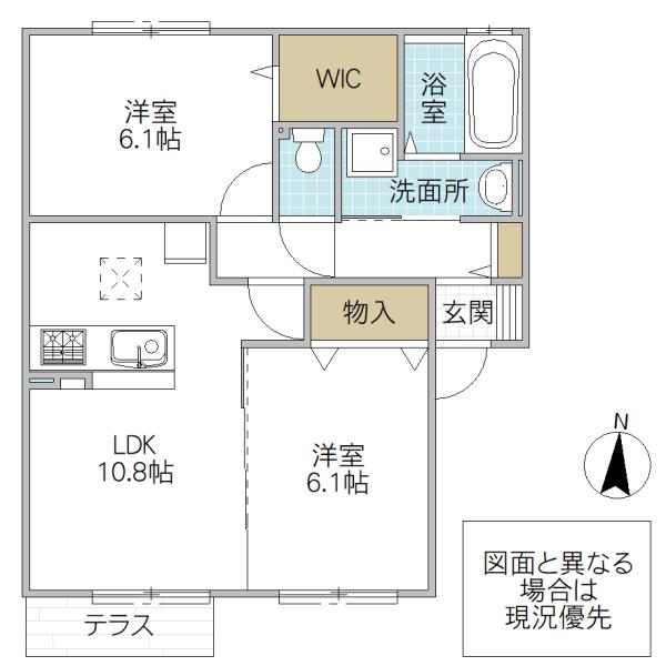 グランマーレMITO D(2LDK/1階)の間取り写真