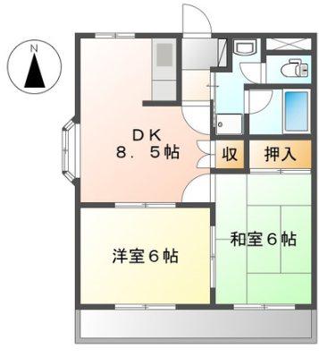 NEOPLAZA和白(2LDK/2階)の間取り写真