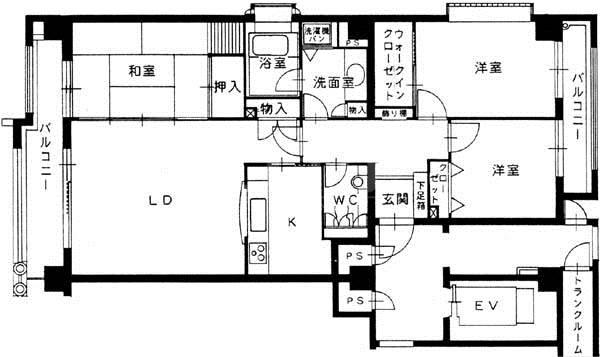 ヘリテージ大濠(3LDK/5階)の間取り写真