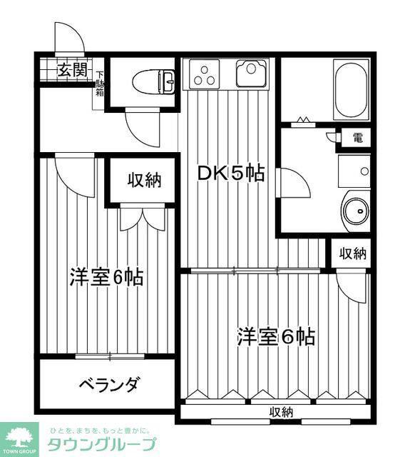 エムズ綱島西(2DK/3階)の間取り写真