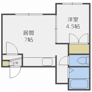 VIVERE東札幌(1DK/2階)の間取り写真