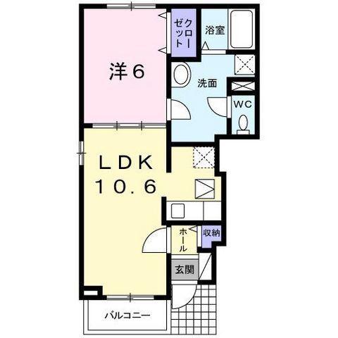 ヒューゲル ハイム(1LDK/1階)の間取り写真