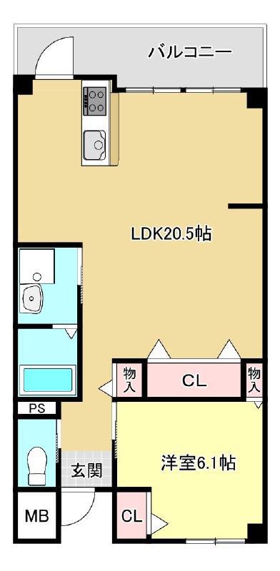 メゾン相生(1LDK/6階)の間取り写真