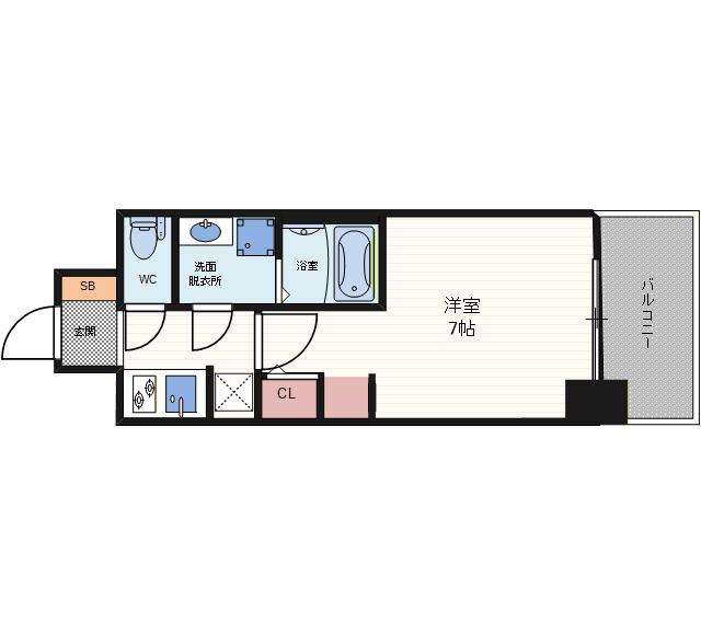 S-RESIDENCEドーム前千代崎(1K/5階)の間取り写真