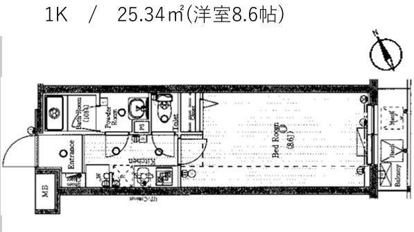 プレール・ドゥーク馬込駅前(1K/4階)の間取り写真