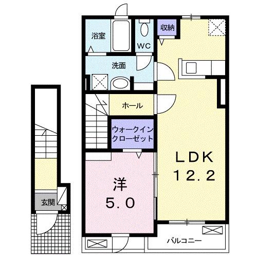 バンブーA(1LDK/2階)の間取り写真