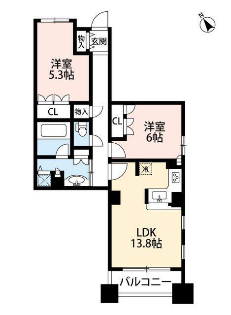 ザ・パームス日本橋マンション(2LDK/11階)の間取り写真