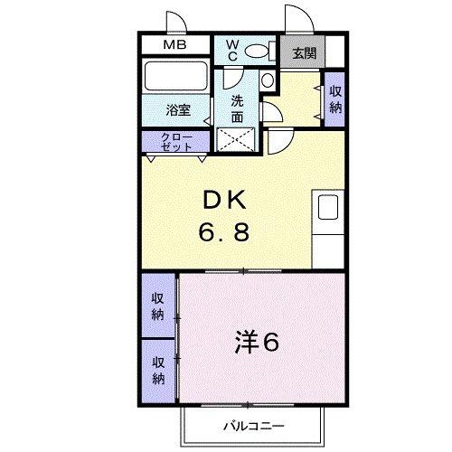 コンフォート岸和田(1DK/2階)の間取り写真