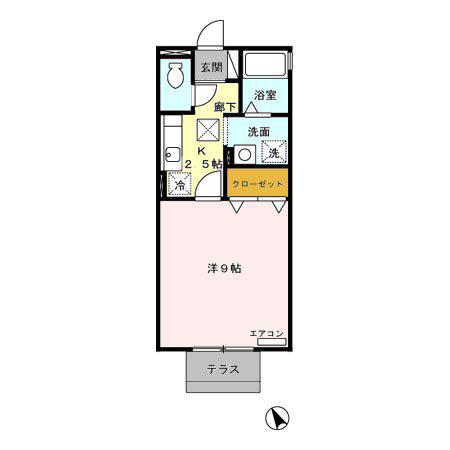 HERMANA(1K/1階)の間取り写真