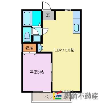 ニューシティー広川C(1LDK/2階)の間取り写真