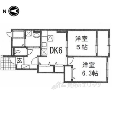 メゾンフランB(2DK/1階)の間取り写真