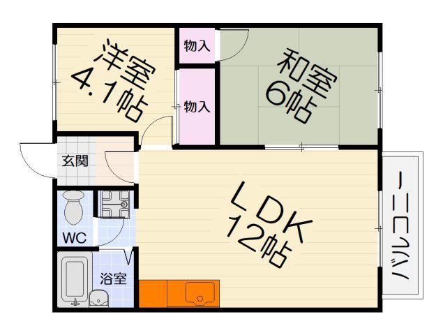 ウインベルハイツ(2LDK/2階)の間取り写真