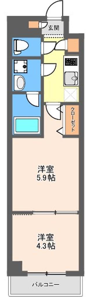 スカイホーム 弊社限定募集(2K/3階)の間取り写真
