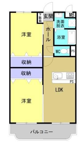 ユーミー老松(2LDK/1階)の間取り写真