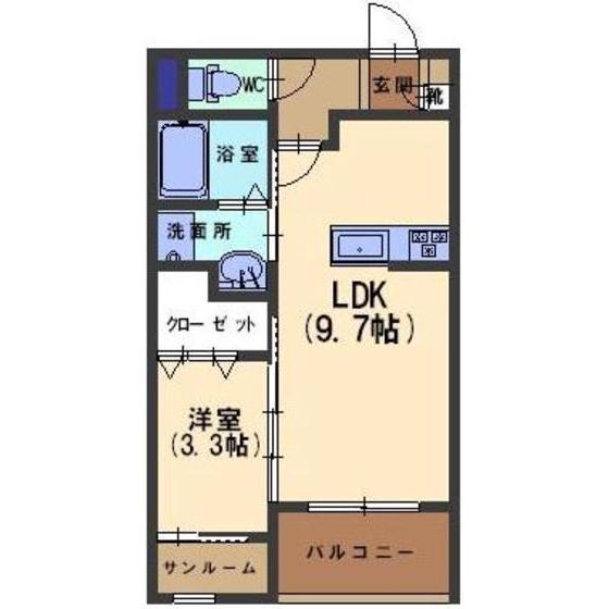 アペーゴ(1LDK/1階)の間取り写真