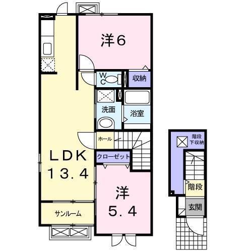 リベルテI(2LDK/2階)の間取り写真