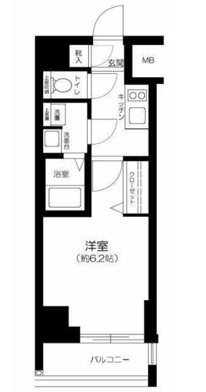 ガリシア品川(1K/4階)の間取り写真