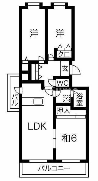 メビウス妙法寺(3LDK/8階)の間取り写真