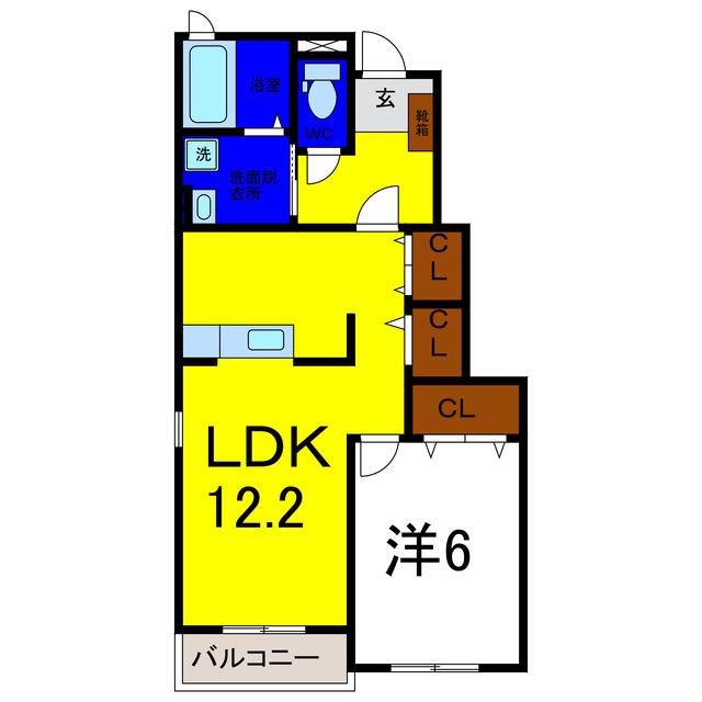 レスポワール勝瑞 II(1LDK/1階)の間取り写真