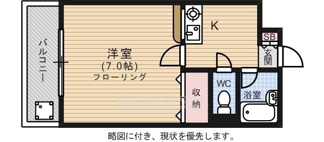 ワンズライフ南観音(1K/2階)の間取り写真