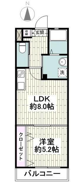 FLOWER COURT II(1LDK/2階)の間取り写真
