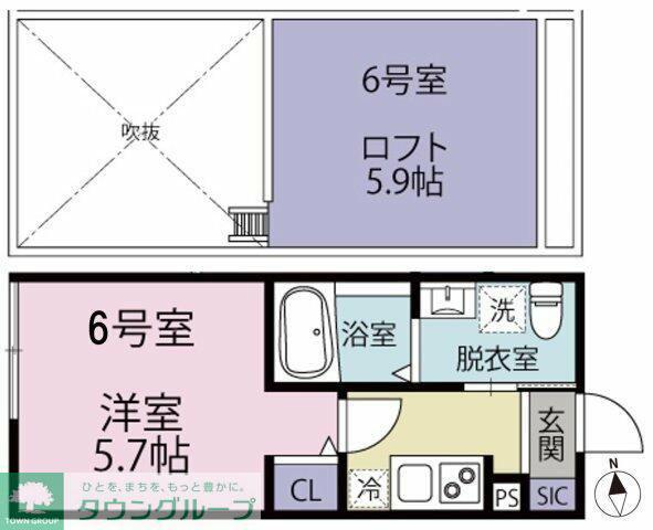 パークメゾン鷺沼(1K/2階)の間取り写真