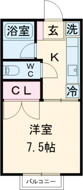 サニーヒルズ薬師台A(1K/2階)の間取り写真