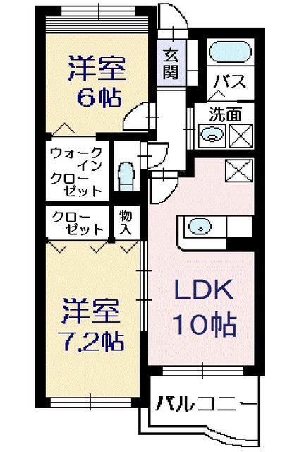 アンソレイエ・K(2DK/1階)の間取り写真