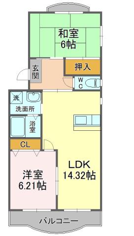 アプリットハマナコ(2LDK/1階)の間取り写真