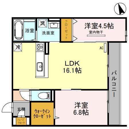 DROOM上穂積(2LDK/3階)の間取り写真
