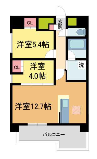 グランデージ池田栄本町(2LDK/7階)の間取り写真