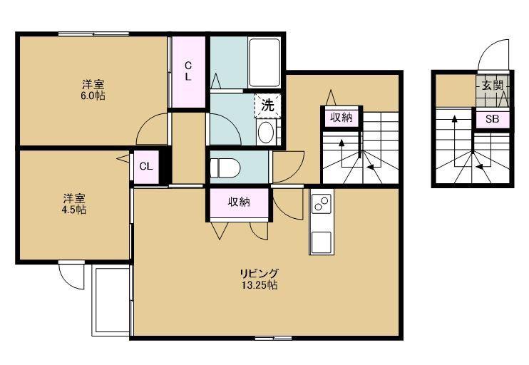 KARTOFFEL(2LDK/2階)の間取り写真