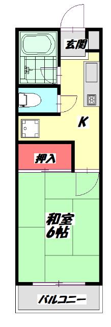 川島第6ビル(1K/2階)の間取り写真