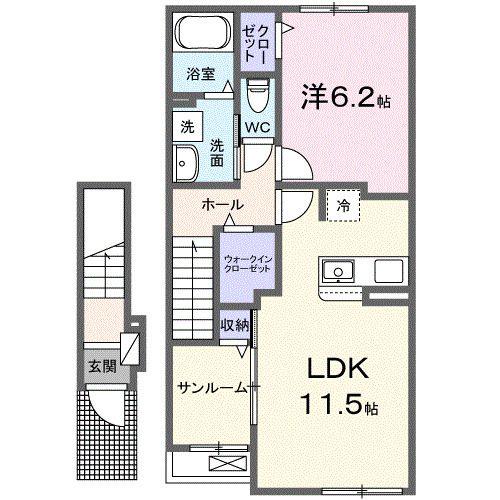 グランジェルメ(1LDK/2階)の間取り写真
