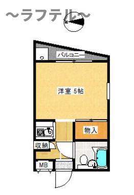 所沢興亜パレス6(ワンルーム/2階)の間取り写真