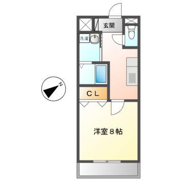 ルネスクレール(1K/2階)の間取り写真