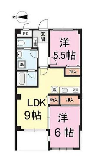 プルニエ5(2LDK/1階)の間取り写真