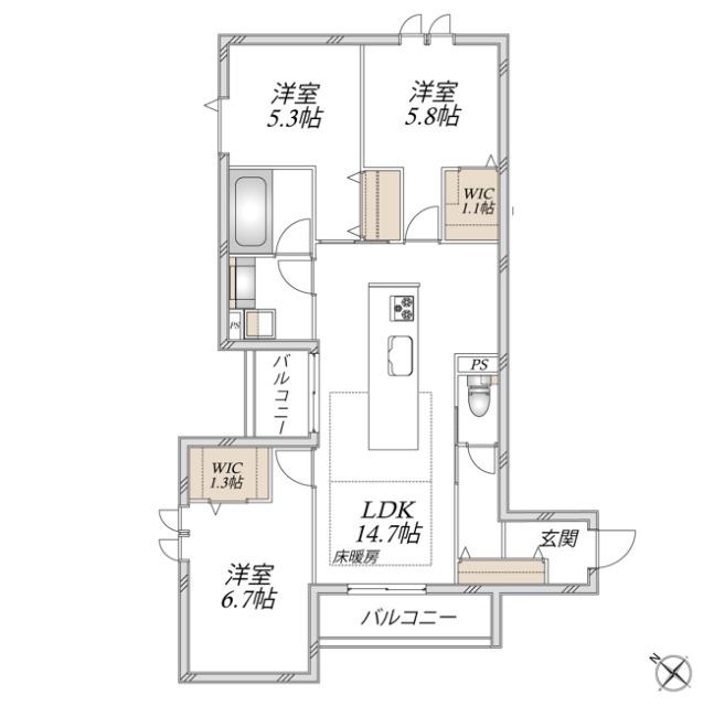 領家プライムコートI(3LDK/2階)の間取り写真